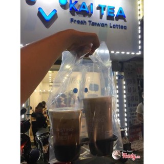 500g Túi đựng trà sữa 2 ly có vách ngăn giữa