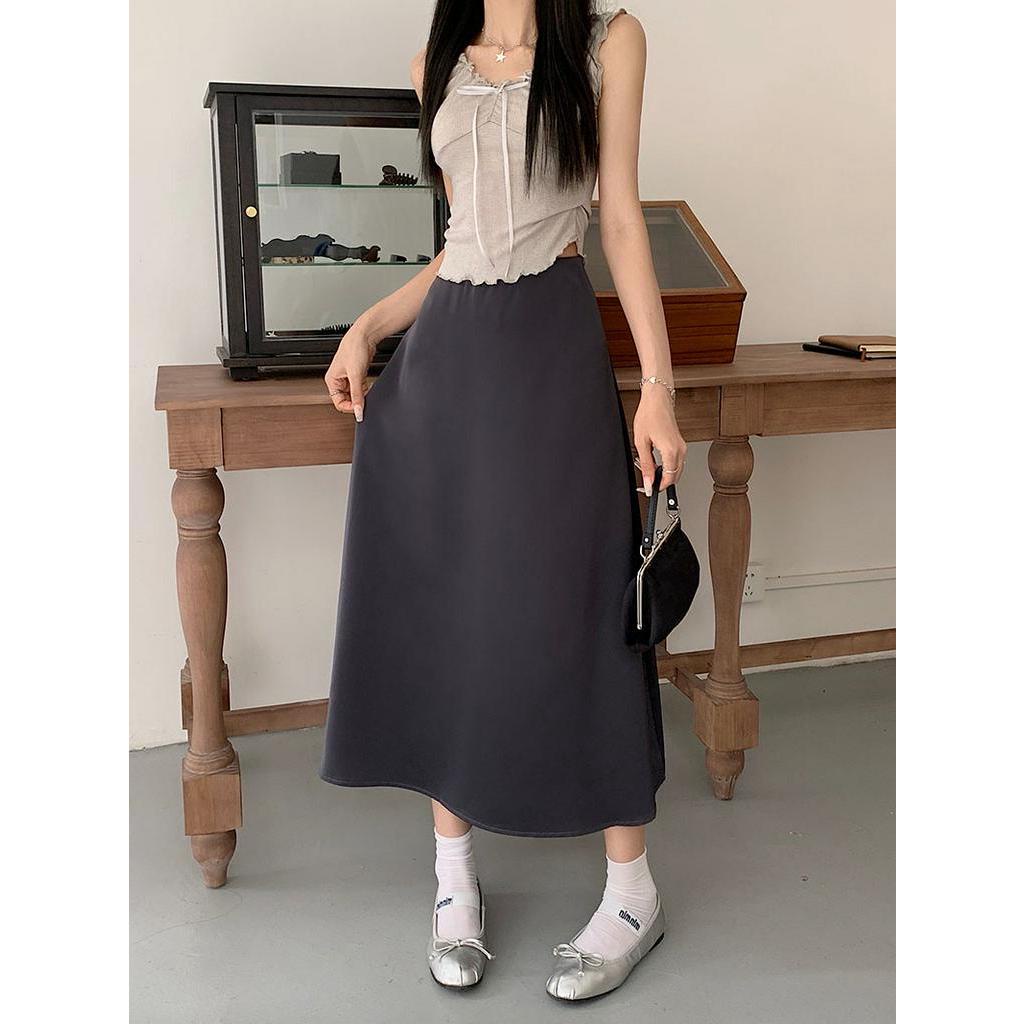 62001 Váy Midi Chữ A Satin