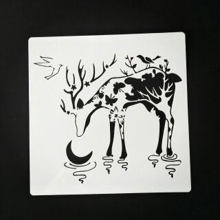 Khuôn vẽ mika dẻo hình con hươu 20*20cm