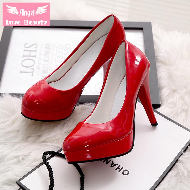 Giày Cao Gót Da Bóng Dày Dặn Cá Tính Thời Trang Xuân Thu Cho Nữ Size 34-42 2022