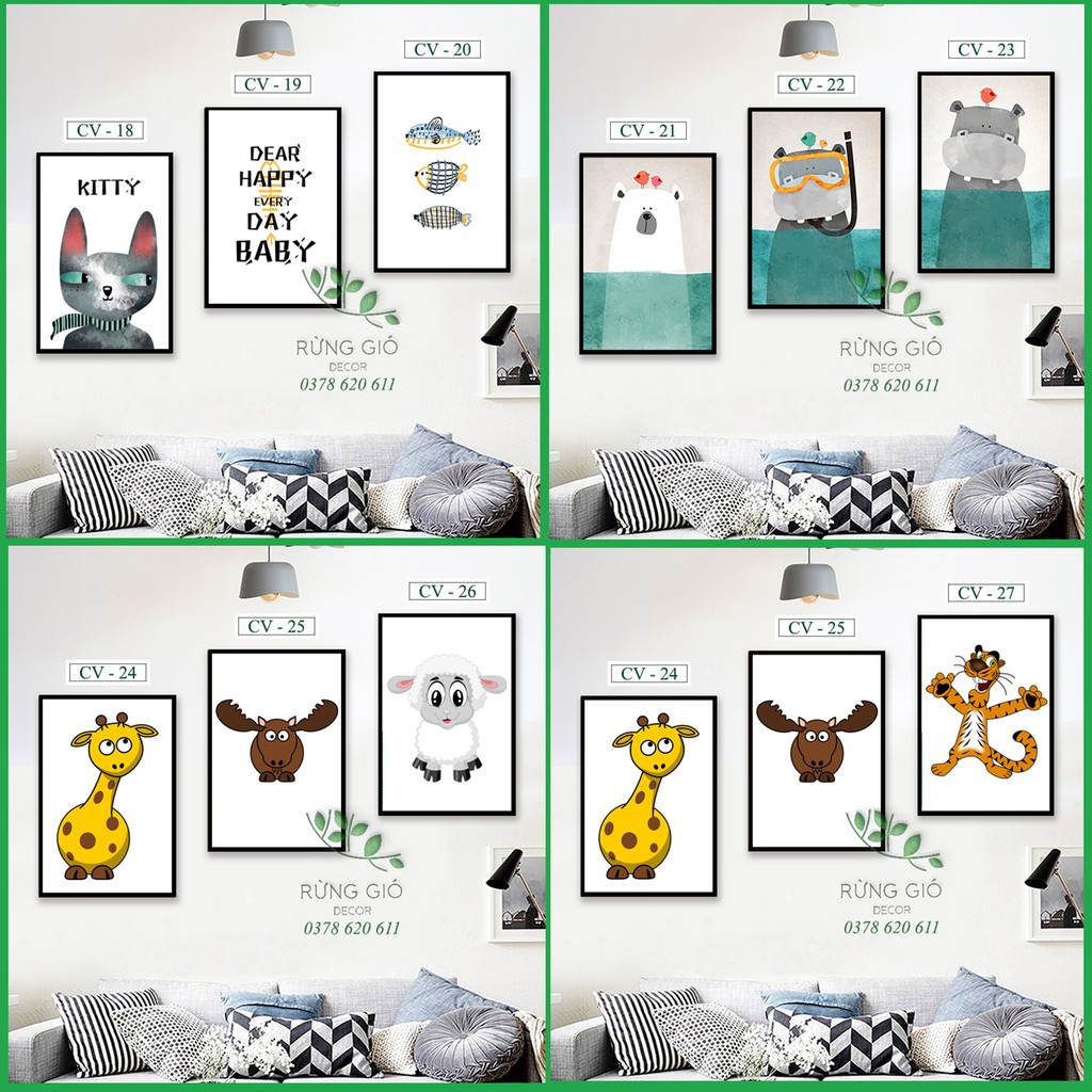 Khung tranh vải canvas hình dễ thương cỡ 30x45 ( tranh kèm khung y hình ) | BigBuy360 - bigbuy360.vn