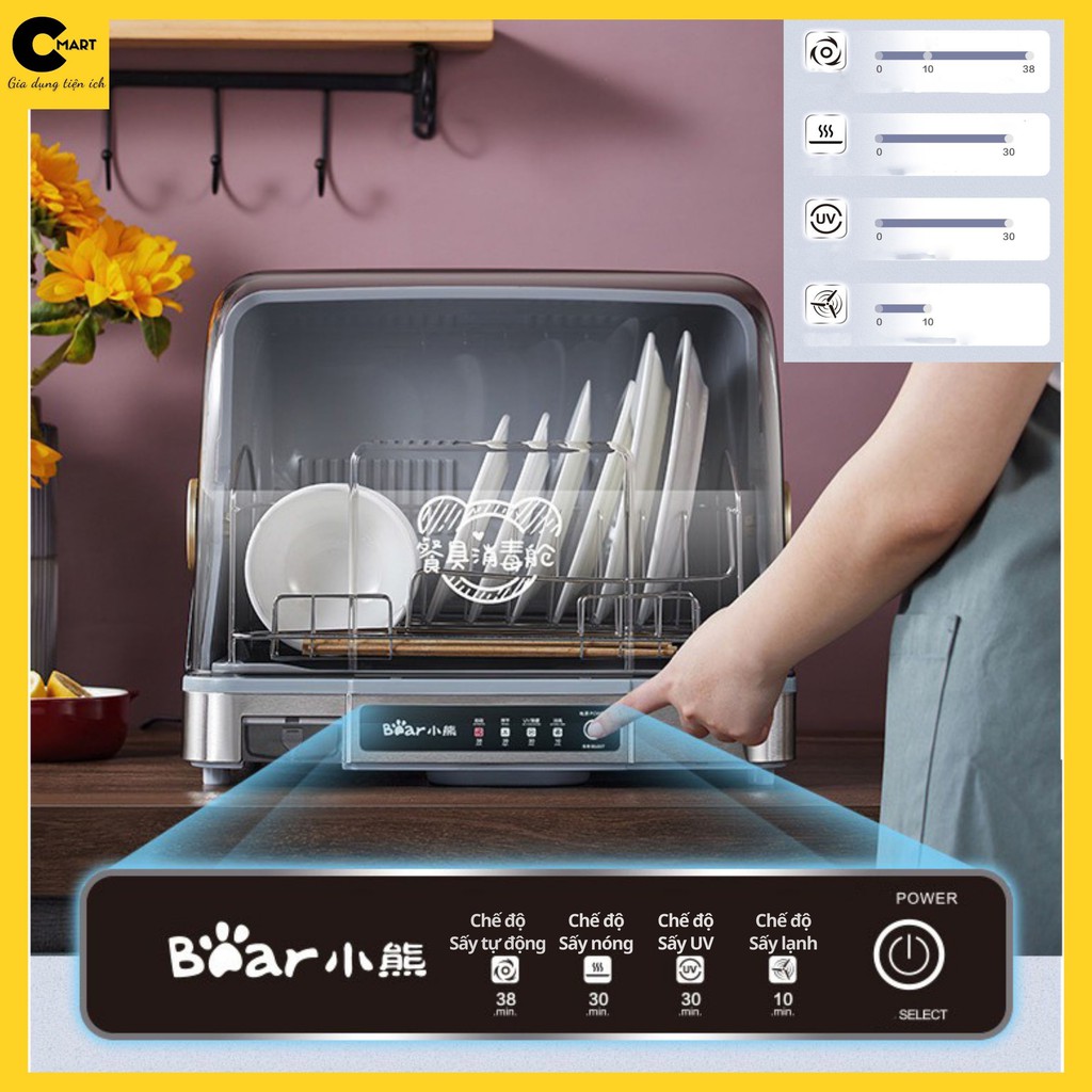 MÁY SẤY BÁT ĐĨA, BÌNH SỮA & KHỬ TRÙNG UV BEAR XDC-A26B1 CHÍNH HÃNG