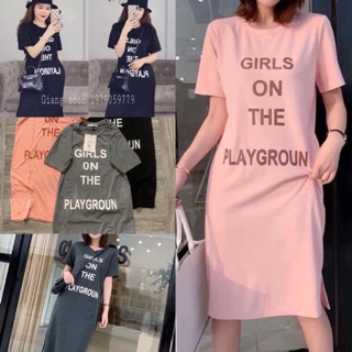 Đầm suông -váy suông cotton in chữ “GIRL”