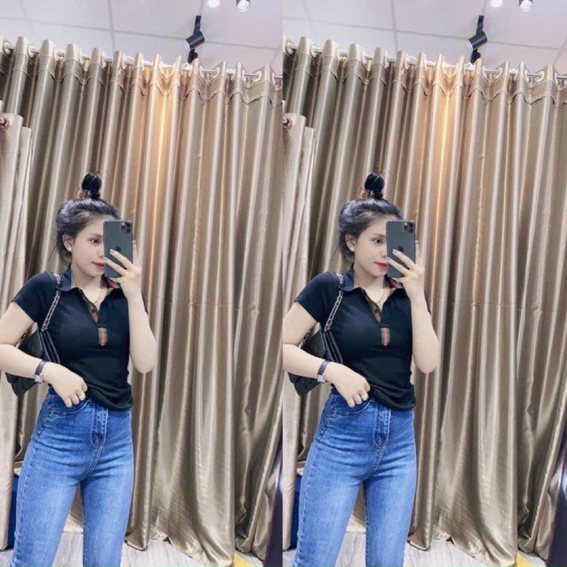 Áo thun ôm body nữ phối viền