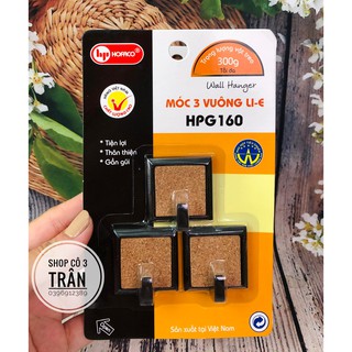 Móc 3 vuông li-e HPG160 – Móc dán dính tường siêu tiện lợi bằng nhựa cao cấp HOFACO