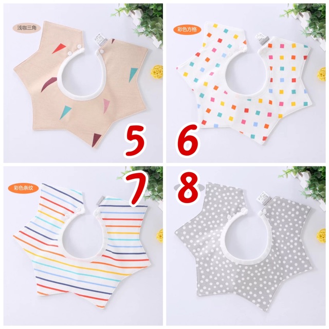 Yếm dãi cotton chống thấm cao cấp tạo hình sao cho bé trai gái