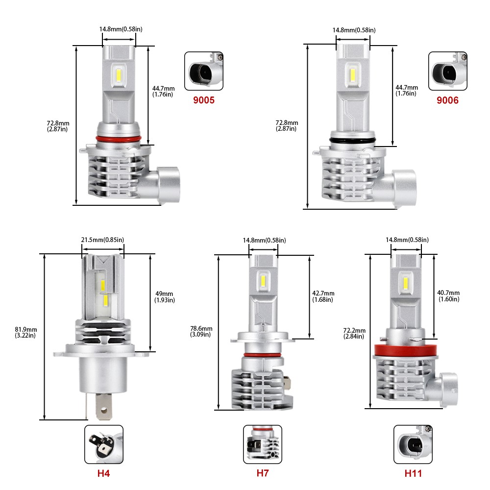 Đèn Pha Ô Tô Xe Máy Chân H4, H11, H7, H9,H8, 9005, HB3, 9006, HB4, H1, H3 Chip ZES 10000LM 6000K M3 PRO