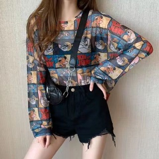 💕Áo Thun Nữ Tay Dài In Hình Cá Tính