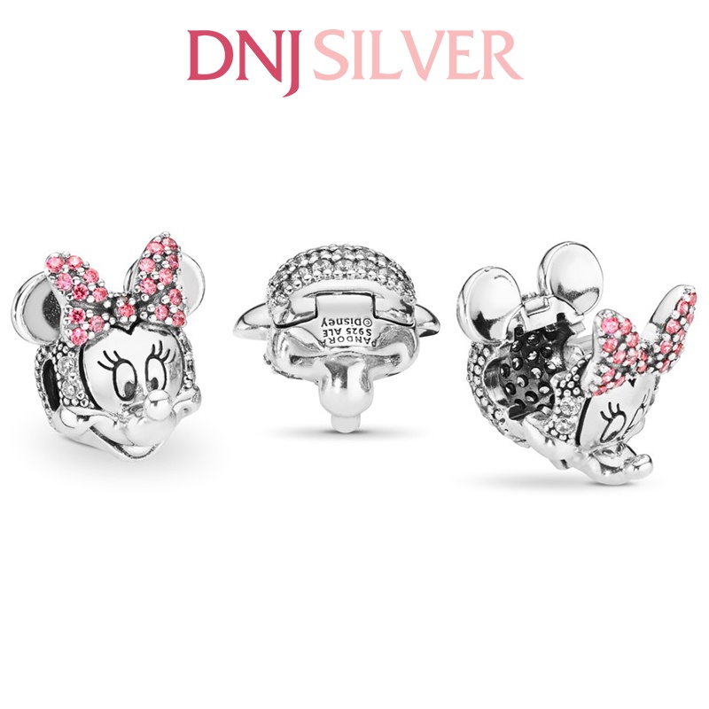 Charm bạc 925 cao cấp, hàng chuẩn bạc - Charm Minnie Mouse Pink Pavé Bow thích hợp để mix vòng tay charm - DN278