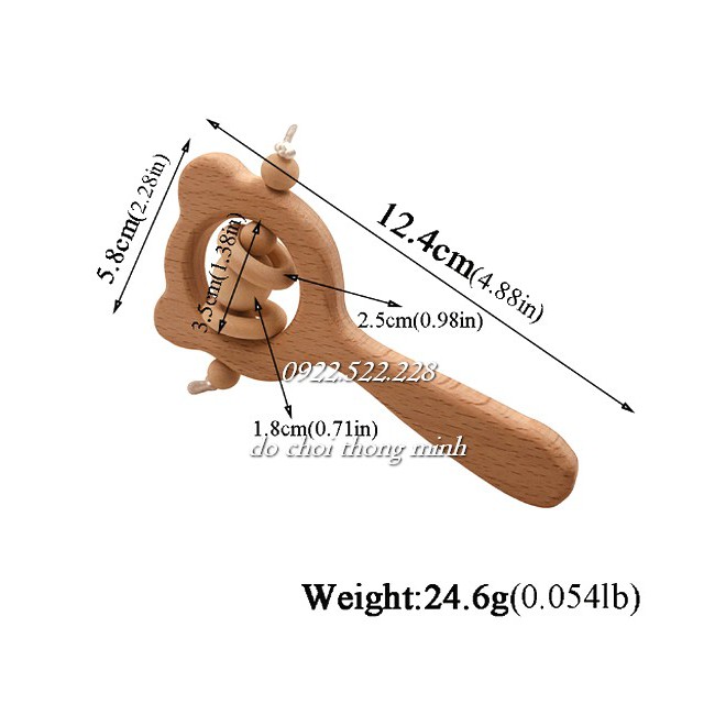 Xúc xắc gỗ hình gấu có chuông cho bé| Đồ chơi cho trẻ sơ sinh