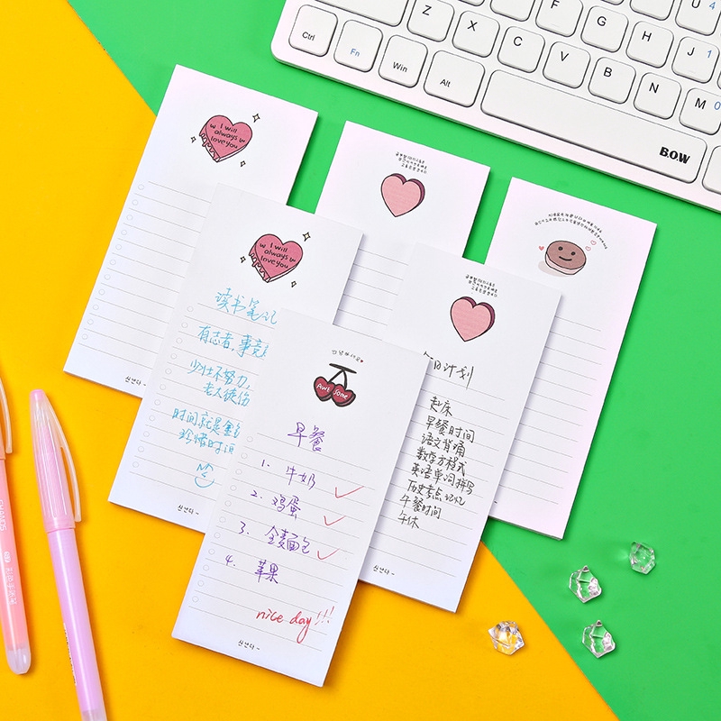 1 Tập Giấy Ghi Chú Lập Kế Hoạch Hình Trái Tim Đáng Yêu