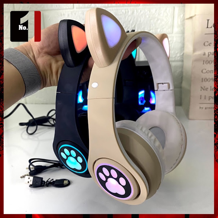 Tai Nghe Nhạc LED Chụp Tai Bluetooth CATEAR VZV-23M TAI MÈO Headphone Úp Tai Không Dây