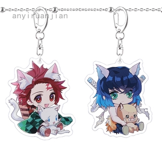 Móc khóa hai mặt bằng Acrylic trong suốt họa tiết hoạt hình Demon Slayer