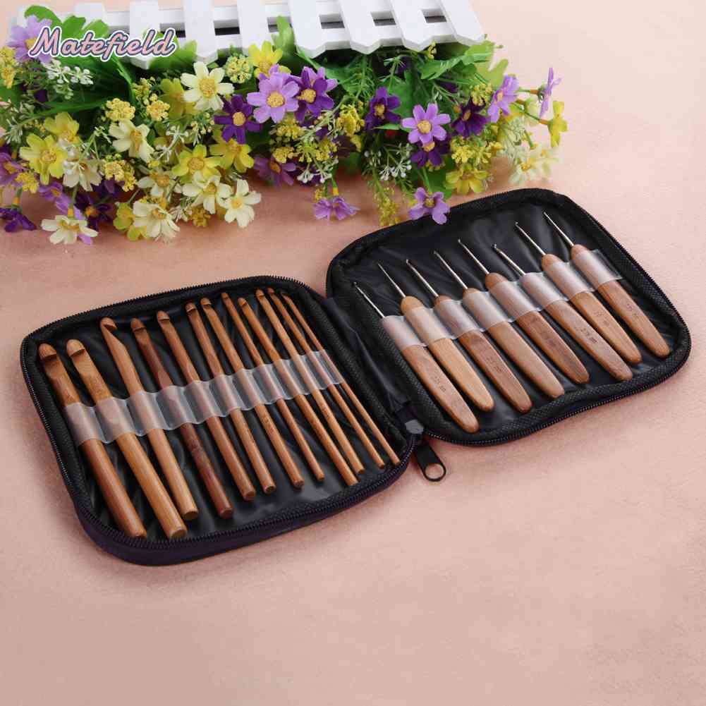 Bộ 20 Cây Móc Len Bằng Tre Kèm Hộp Đựng Ốp