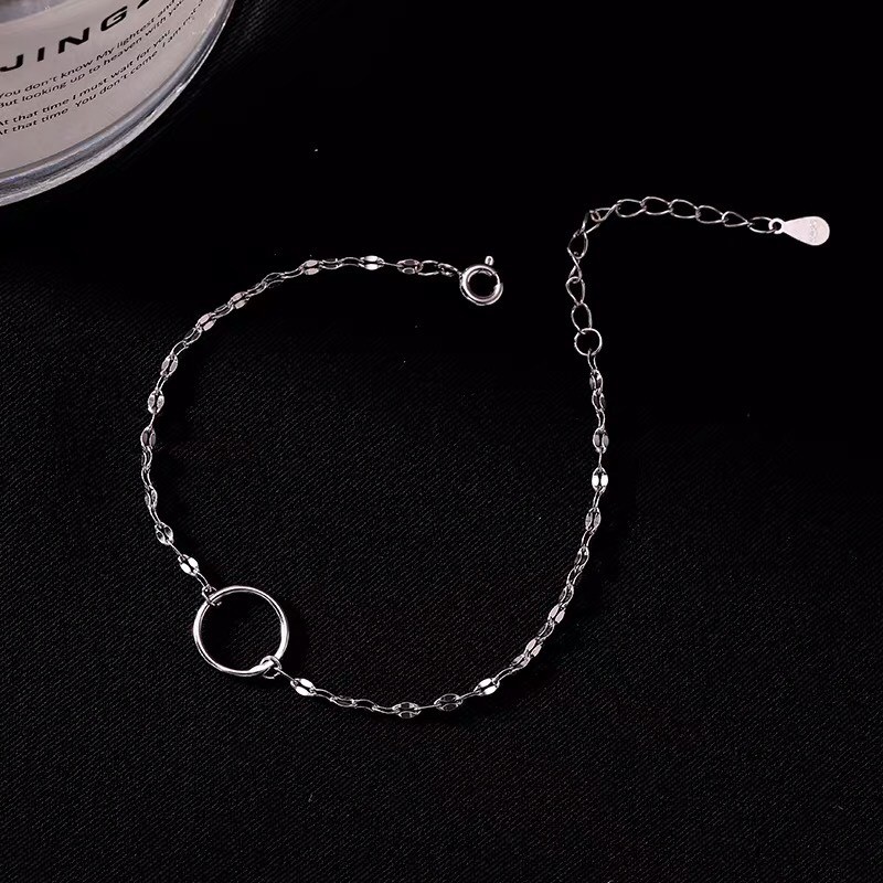 Lắc tay bạc nữ TLEE circle thanh mảnh cá tính TleeJewelry LT0107