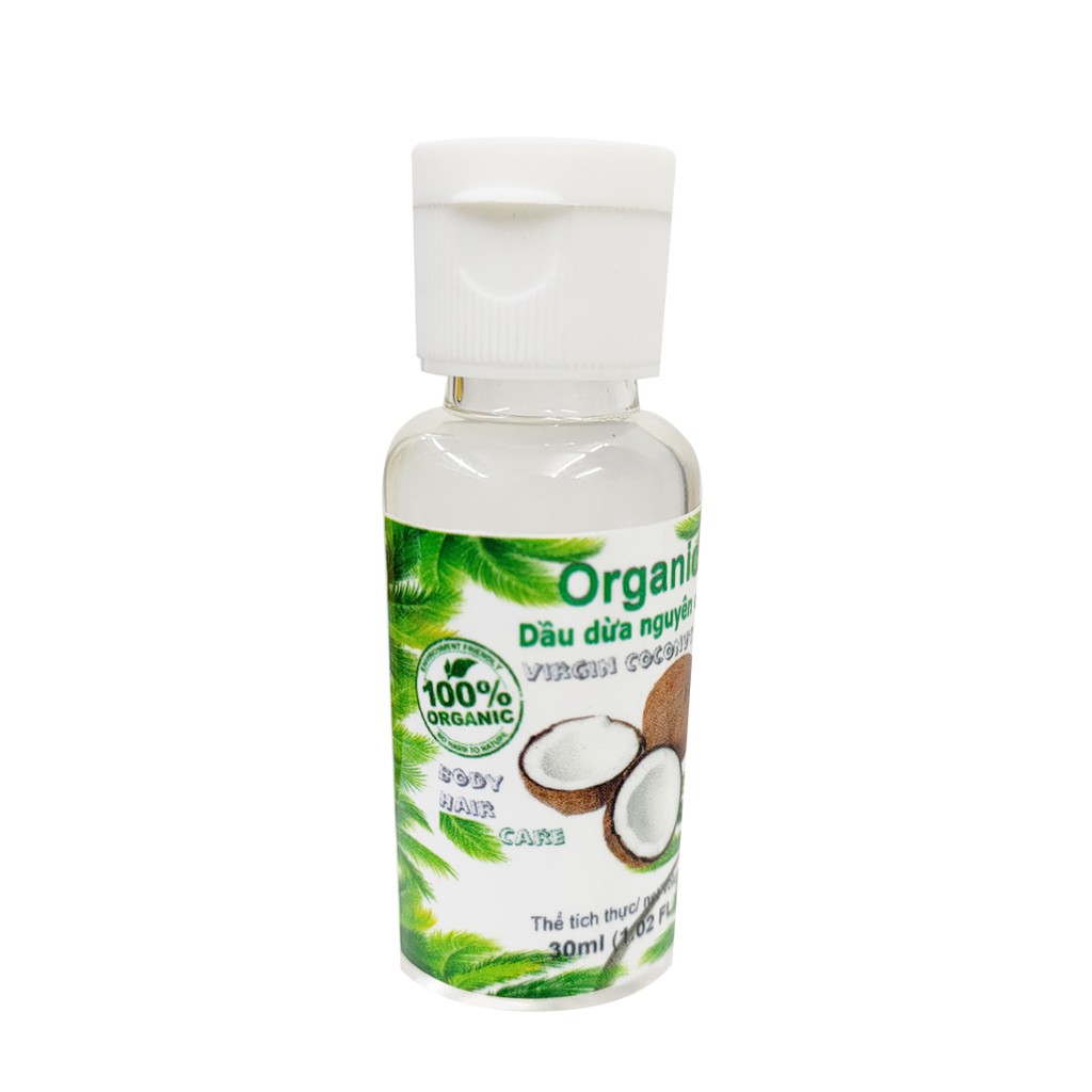 Dầu dừa Organic 100% nguyên chất, dưỡng da, mượt tóc, dài mi