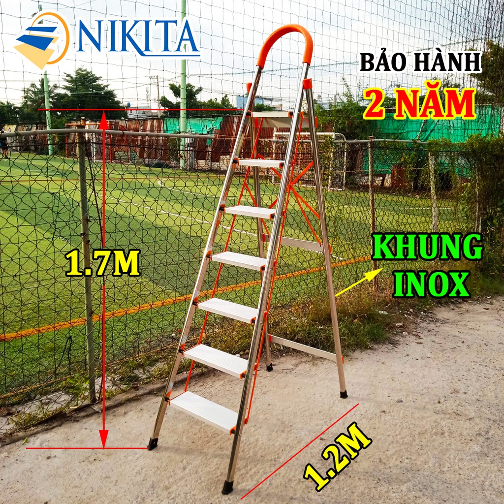 THANG GHẾ INOX TAY VỊN 7 BẬC CAO 1.7m NIKITA-NHẬT BẢN NKT-IN07 bảo hành 2 năm