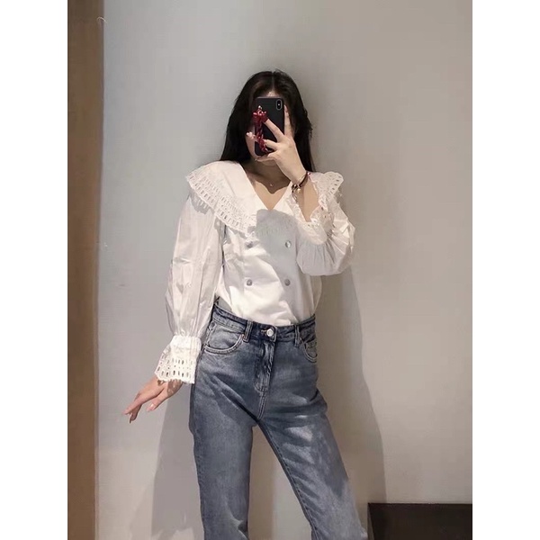 Áo sơmi trắng cổ bèo