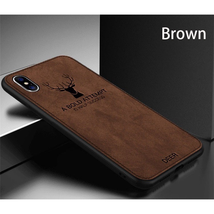 Ốp điện thoại TPU silicone dẻo phối da khắc họa tiết đầu hươu cá tính thích hợp cho iPhone XS Max XS XR X 6 6S 7 8