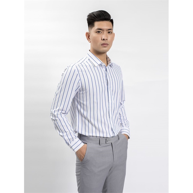 Áo sơ mi nam dài tay ARISTINO sợi sồi tà lượn dáng slim ALS59608