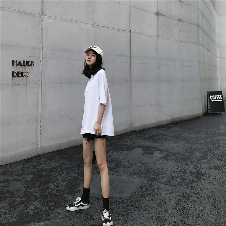 áo thun tay lỡ màu trắng FOME RỘNG có chọn size, chất thun xịn 0ffk22