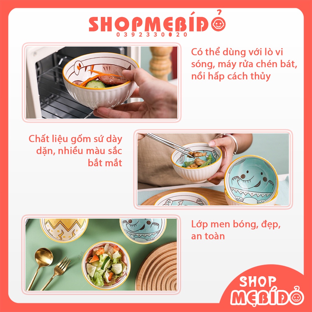Chén Ăn Dặm Gốm Sứ Bát Ăn Cơm Hình Thú Ngộ Ngĩnh 250ML Shop Mẹ Bí Đỏ
