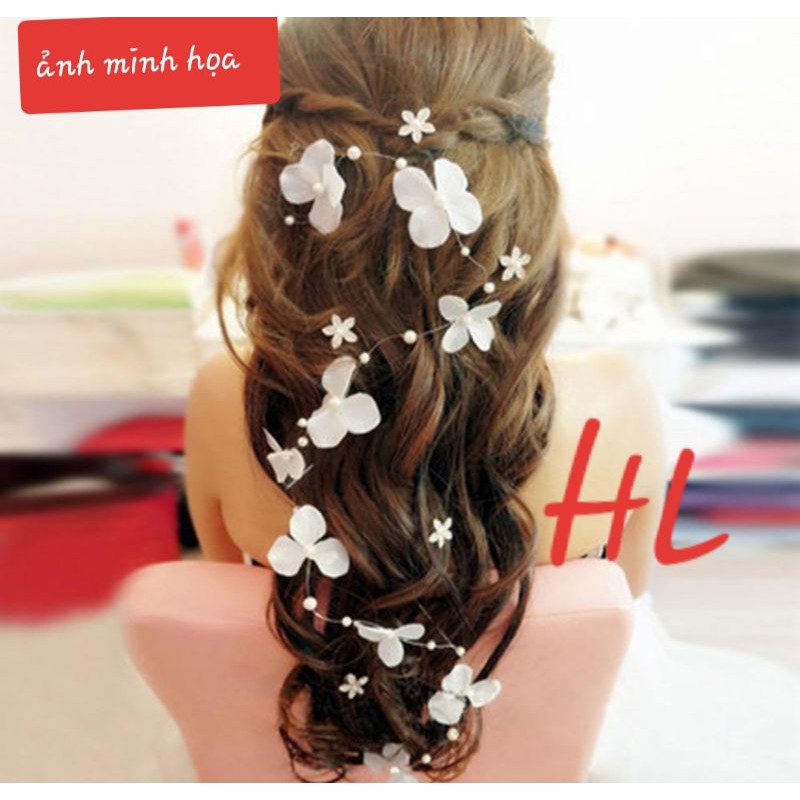 dây hạt đính hoa phụ kiện trang trí tóc cô dâu dài 1.6m