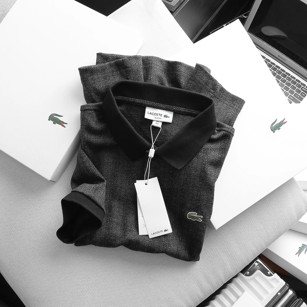Áo Thun Nam POLO LACOSTE TRƠN BASIC LOGO XANH SlimFit Cao Cấp vải vân nổi sang dáng dài 2 màu trắng và đen hàng xuất xịn