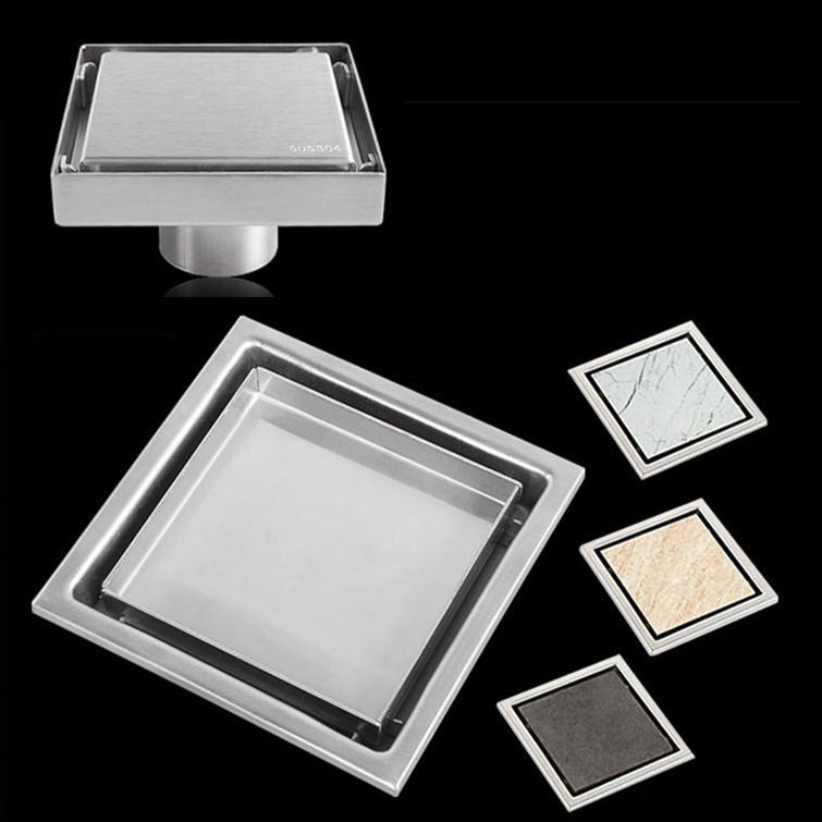 Ga thoát sàn ngăn mùi Inox SUS 304 dạng phễu nước - thoát nước nhanh 10X10CM