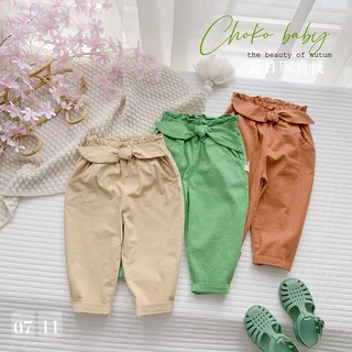 -Quần dài Linen thắt nơ điệu đà cho bé gái