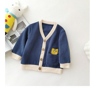 Áo len Cardigan cho bé, mẫu 1 túi phối viền