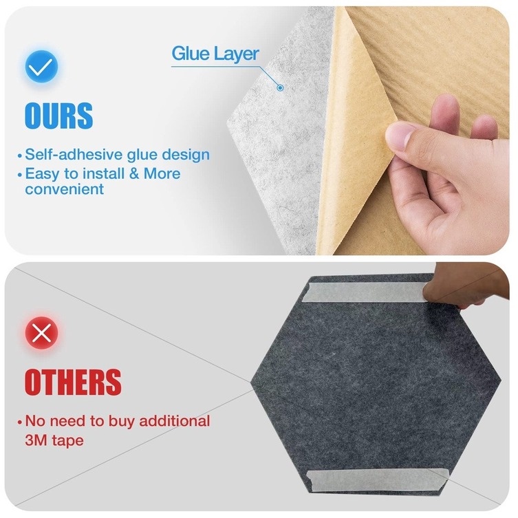 Miếng Dán Tường Hình Lục Giác Cách Âm Chống Ồn Trang Trí Nội Thất