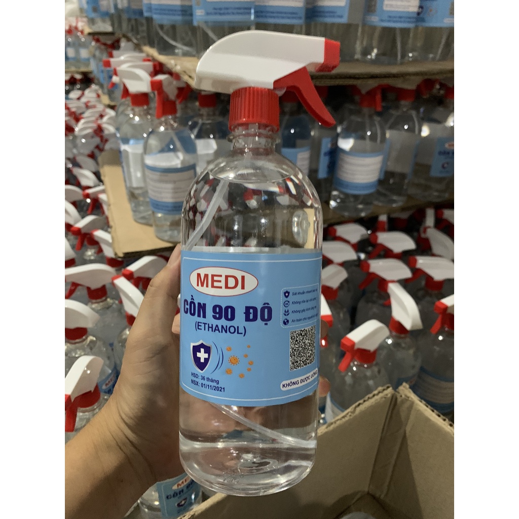 Dung dịch xịt sát khuẩn MEDI 1 Lít - cồn y tế Ethanol 70 độ và 90 độ