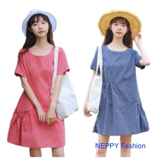 [Mã giảm 30k, 20k,12k, 5k đơn 0đ] Váy Suông Đẹp Xanh Sọc Dọc Nhí Váy Nữ Xanh Hồng Neppy  N0A35