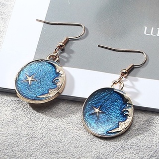 Earrings, asymmetrical earrings, female planet, moon, pentagram, pearl earrings, women's earrings, personalized fashion earrings