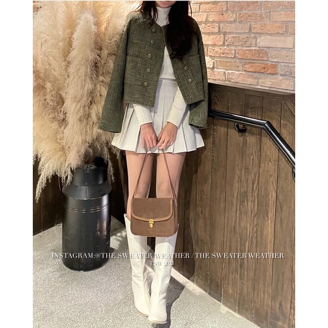 Áo khoác dạ tweed 2 lớp dày dặn cúc đồng vintage the.sweaterweather TSW