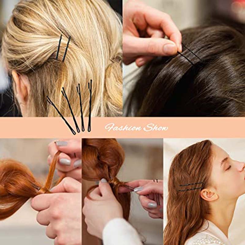 Set 60 Kẹp Tăm Lượn Sóng Màu Đen Bằng Kim Loại
