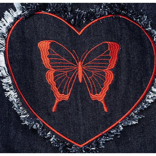 Túi Đeo Chéo Denim Thêu Hình Bướm Trái Tim Đáng Yêu