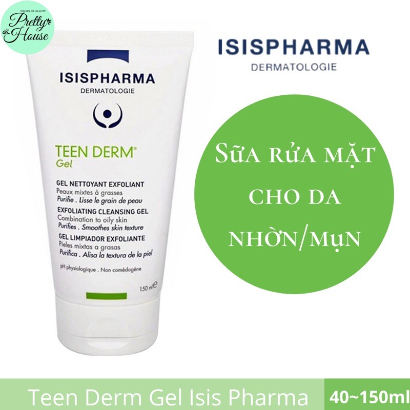 Sữa rửa mặt, giảm nhờn, ngừa mụn TEEN DERM GEL ISIS PHARMA