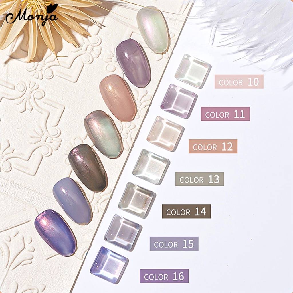 Gel sơn móng tay MONJA DIY 16 màu sắc trơn tùy chọn lấp lánh nhanh khô