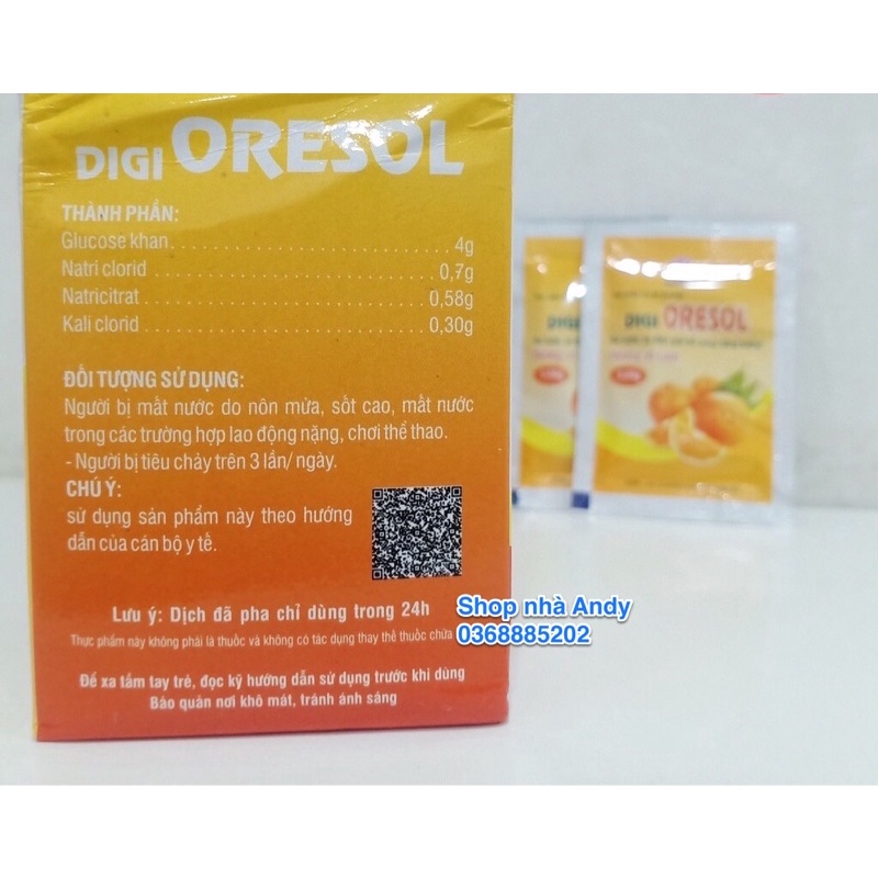 Bù nước và điện giải DIGI ORESOL vị cam bổ sung năng lượng