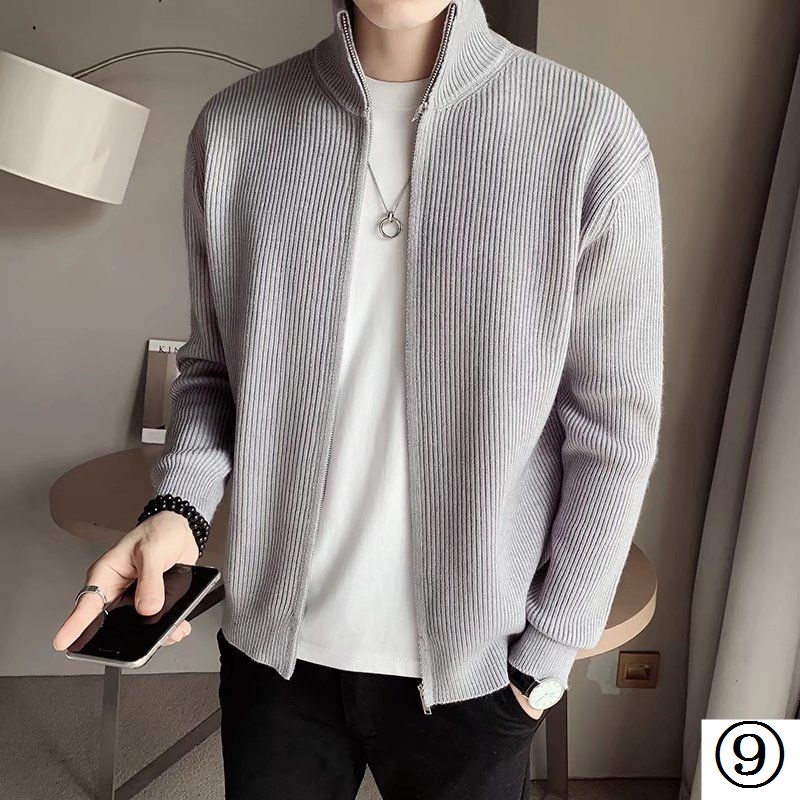 Áo Khoác Len Cardigan Cổ Đứng Phong Cách Hàn Quốc Thời Trang Xuân Thu 2021 Cho Nam