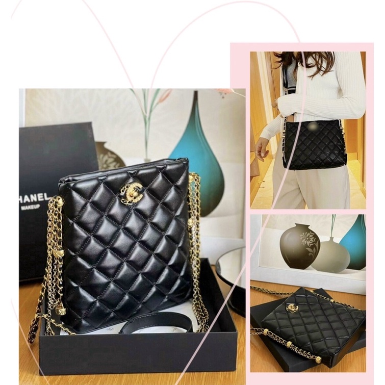 TNS-Túi đeo chéo chần ô trám siêu hottrend gift box làm quà siêu sang với màu đen classic