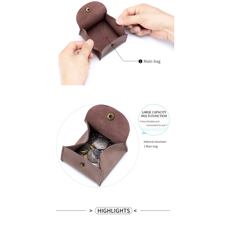 Túi Đựng Tiền Xu/Tai Nghe Mini Bằng Da Bò Phong Cách Nhật Bản