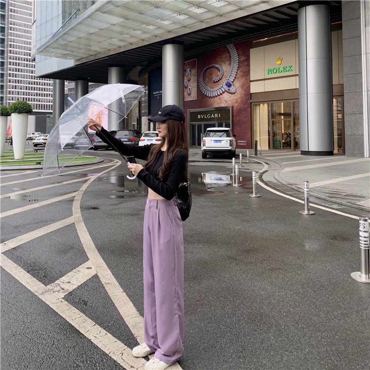 (CÓ SẴN QUẦN S) SET ÁO THUN CROP DÀI TAY QUẦN TÂY ỐNG SUÔNG ULZZANG | BigBuy360 - bigbuy360.vn