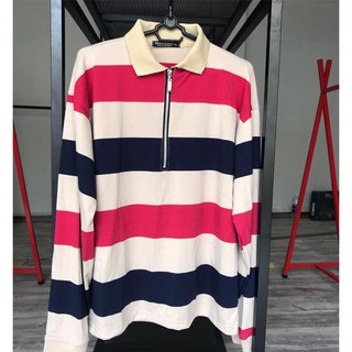 Unisex - polo zip - áo thun cổ zip - stripped sweater