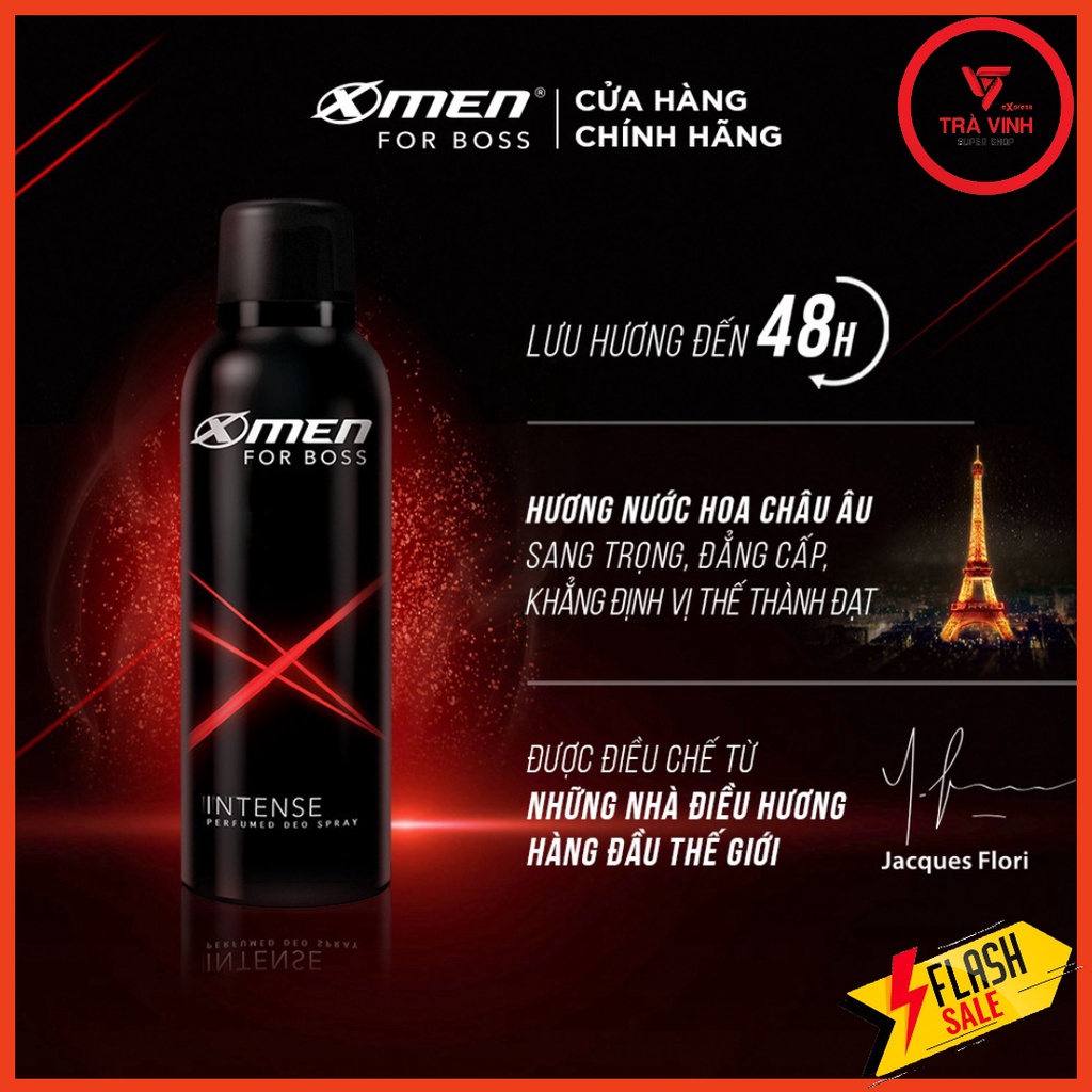 Xịt khử mùi toàn thân Xmen For Boss  thể tích 150ml/chai đủ màu: Đỏ - Intense, Vàng - Luxury, Xanh - Motion.