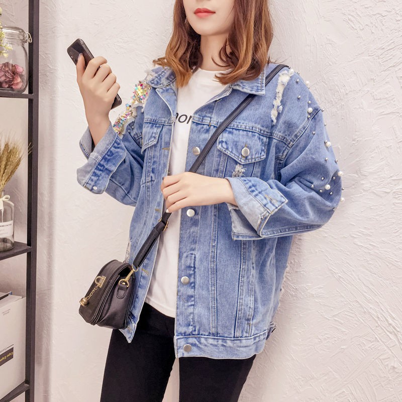 Áo Khoác Denim Dáng Rộng Size Lớn Thời Trang Mùa Xuân Hàn Quốc