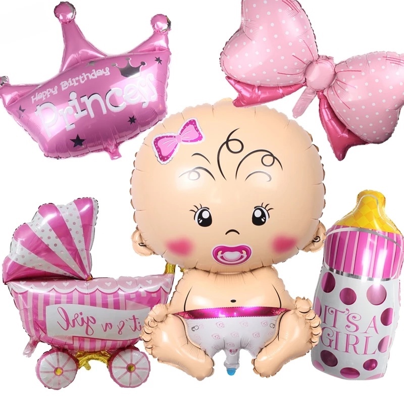 1 Bong Bóng Lá Nhôm Hình Vương Miện Màu Vàng Hồng Dùng Trang Trí Tiệc Sinh Nhật Cho Bé