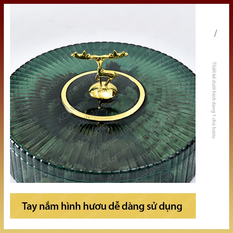 Khay Mứt Tết Bánh Kẹo, Hình Hươu Trong Suốt, Màu Sắc Đa Dạng, Tay Nắm Sừng Hươu Gọn Gàng, KC Home